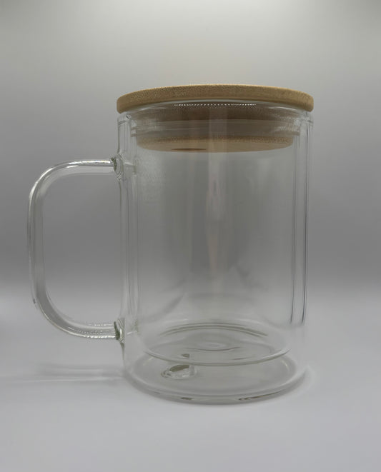 15 oz Snow Globe Glass Cup with Handle
